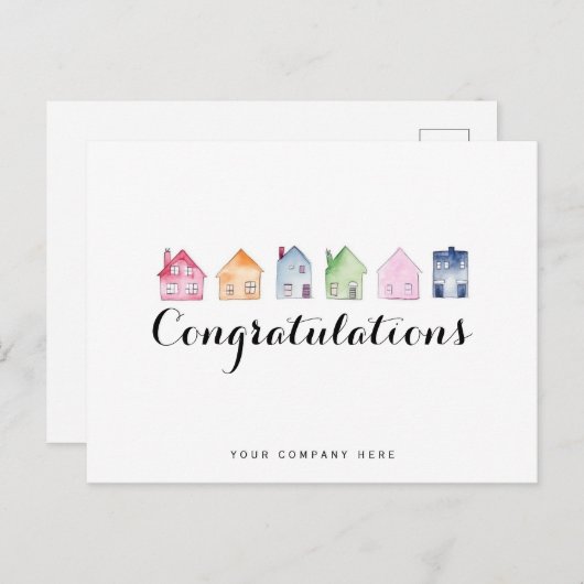 家カラフル家おめでとうエテ実在ートニューホームオーナー ポストカード (正面/裏面)
