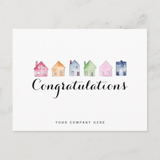 家カラフル家おめでとうエテ実在ートニューホームオーナー ポストカード (正面)