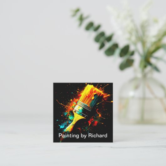 家クール絵を描の名刺ユニーク スクエア名刺 (スタンド正面)