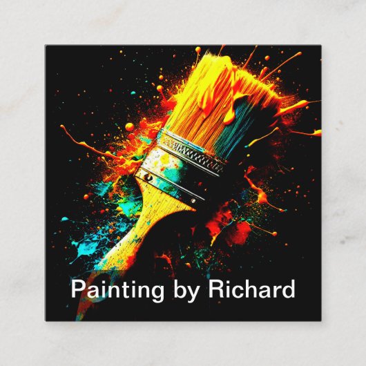 家クール絵を描の名刺ユニーク スクエア名刺 (正面)