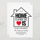 家スタイリッシュ内のハート変更の新しい住所の移動 案内状 (正面/裏面)