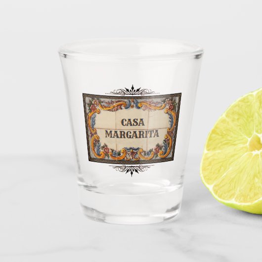 家スペインのの看板（カスタマイズ可能） ショットグラス (正面)