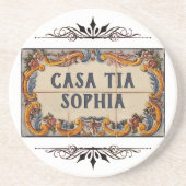 家スペインのの看板(文字のカスタマイズ可能) コースター (正面)