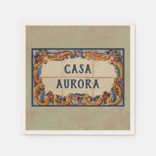 家スペインのの看板(文字のカスタマイズ可能) スタンダードカクテルナプキン (正面)
