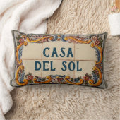 家スペインのの看板(文字のカスタマイズ可能) ランバークッション (ブランケット)