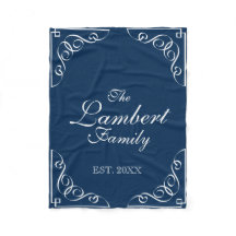 家パーソナライズされた名ネイビー青フリースブランケット