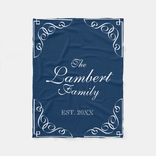 家パーソナライズされた名ネイビー青フリースブランケット フリースブランケット (正面)