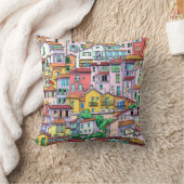 家モダンカラフル建物模様 クッション (ブランケット)