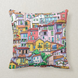 家モダンカラフル建物模様 クッション