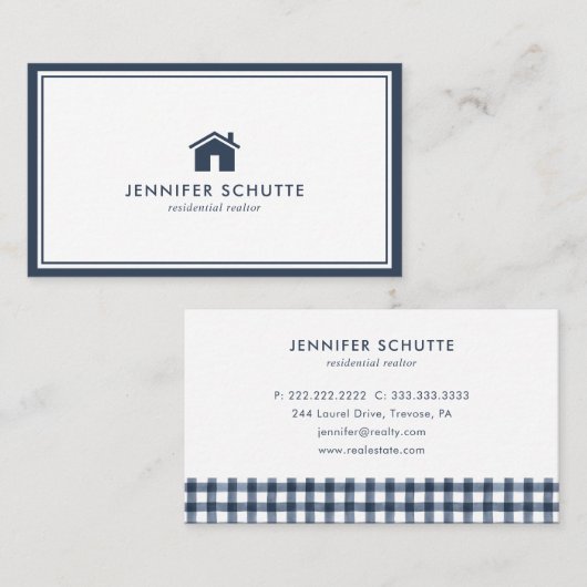 家モダンシンプルネイビー実在プライド 名刺 (正面/裏面)