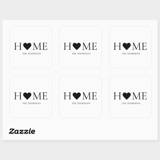 家モダンミニマル家族のギフパーソナライズされたト スクエアシール (シート)