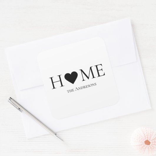 家モダンミニマル家族のギフパーソナライズされたト スクエアシール (封筒)