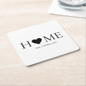 家モダンミニマル家族のギフパーソナライズされたト スクエアペーパーコースター (アングル)