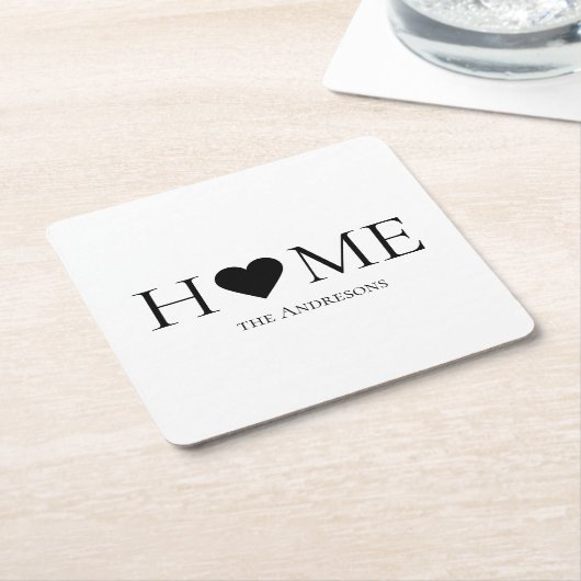 家モダンミニマル家族のギフパーソナライズされたト スクエアペーパーコースター (アングル)