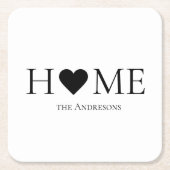 家モダンミニマル家族のギフパーソナライズされたト スクエアペーパーコースター (正面)