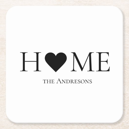 家モダンミニマル家族のギフパーソナライズされたト スクエアペーパーコースター (正面)