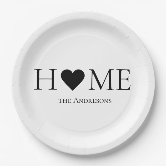 家モダンミニマル家族のギフパーソナライズされたト ペーパープレート (正面)