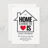 家モダン内のハート変更の新しい住所の移動 案内ポストカード (正面/裏面)