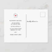 家モダン内のハート変更の新しい住所の移動 案内ポストカード (裏面)