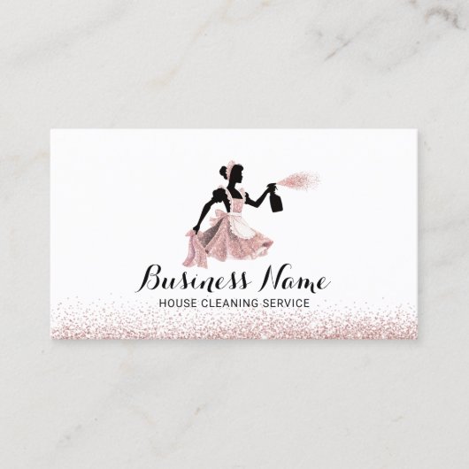 家モダン内清掃サービスバラ金ゴールドグリッター 名刺 (正面)