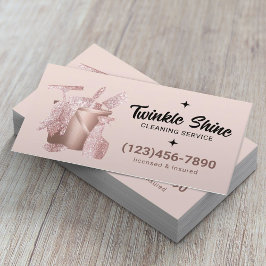 家モダン内清掃サービス赤面ピンク 名刺