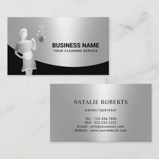 家モダン掃除メイドサービスシルエレガントバー 名刺 (正面/裏面)
