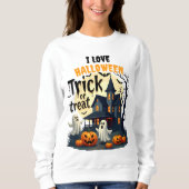 家不気味のシーンでハロウィン幽霊のよく出るの夜 スウェットシャツ (正面)