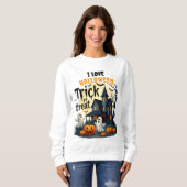 家不気味のシーンでハロウィン幽霊のよく出るの夜 スウェットシャツ (正面フル)