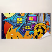 家不気味幽霊のよく出るのアートワーク ビーチタオル (正面)