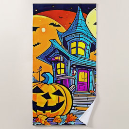 家不気味幽霊のよく出るのアートワーク ビーチタオル