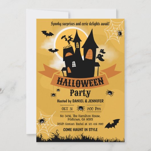 家不気味幽霊のよく出るムーンライトエリーハロウィーン 招待状 (正面)