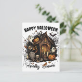🎃家不気味幽霊のよく出る葉書 – ホワイト👻🕷️ ポストカード (スタンド正面)