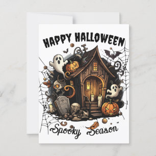 🎃家不気味幽霊のよく出る葉書 – ホワイト👻🕷️ ポストカード