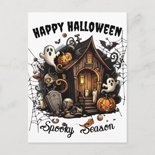 🎃家不気味幽霊のよく出る葉書 – ホワイト👻🕷️ ポストカード (正面)
