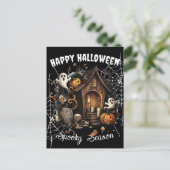 🎃家不気味幽霊のよく出る葉書 – 黒👻🕷️ ポストカード (スタンド正面)