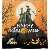 家不気味幽霊のよく出る衣装夜空ハロウィーン シャワーカーテン (正面)