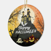 家不気味幽霊のよく出る衣装夜空ハロウィーン セラミックオーナメント (左)