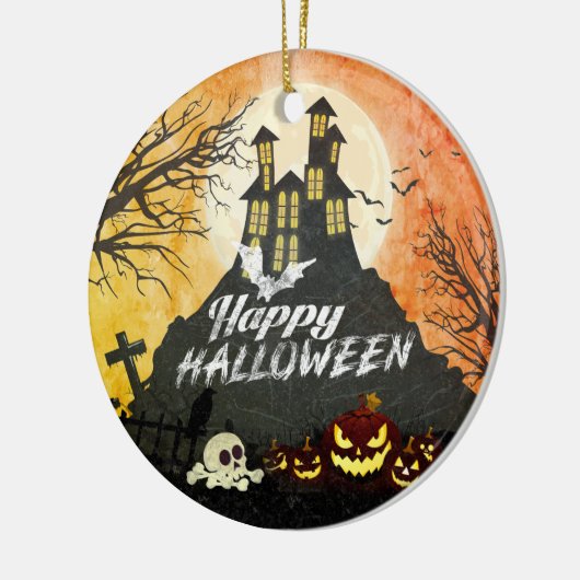 家不気味幽霊のよく出る衣装夜空ハロウィーン セラミックオーナメント (左)