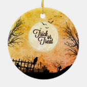 家不気味幽霊のよく出る衣装夜空ハロウィーン セラミックオーナメント (裏面)