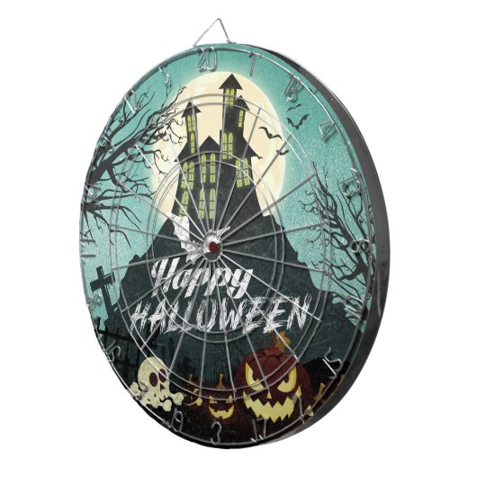 家不気味幽霊のよく出る衣装夜空ハロウィーン ダーツボード (正面右)