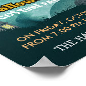 家不気味幽霊のよく出る衣装夜空ハロウィーン ポスター (角)