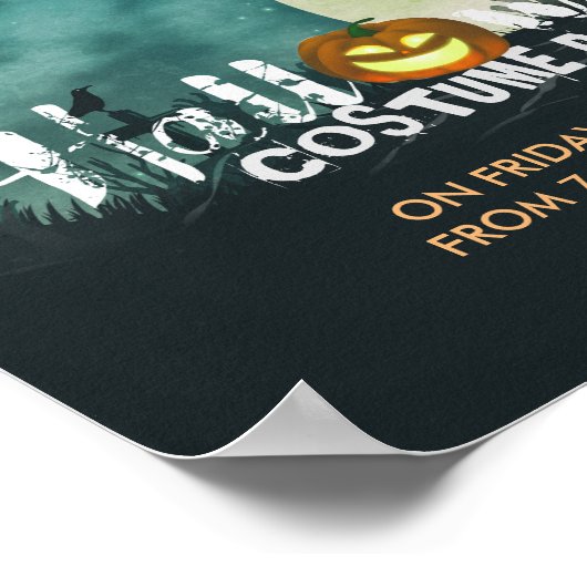 家不気味幽霊のよく出る衣装夜空ハロウィーン ポスター (角)