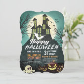 家不気味幽霊のよく出る衣装夜空ハロウィーン 招待状 (スタンド正面)