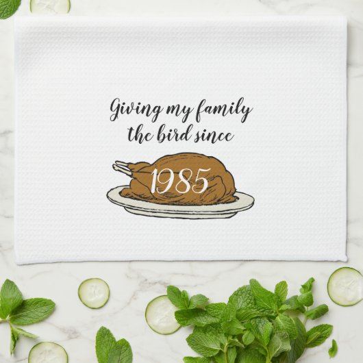 家与え族の鳥の感謝おもしろい祭 キッチンタオル (折り畳み)