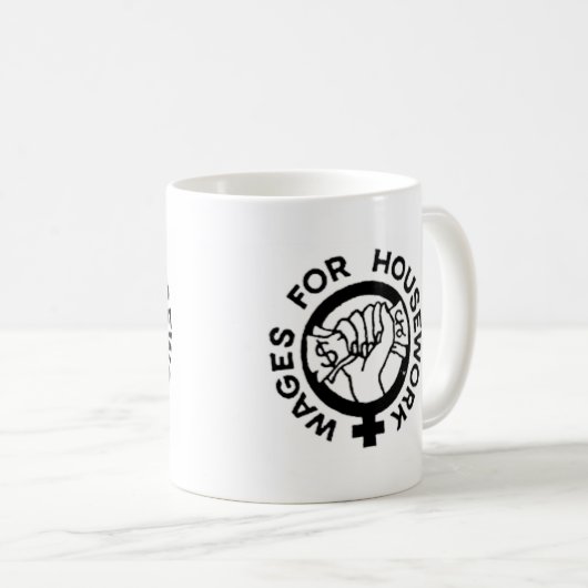 家事のキャンペーンロゴのマグのための賃金 コーヒーマグカップ (正面右)