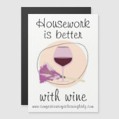 「家事はワインがあればもっと楽しい」 マグネット招待状 (正面/裏面)