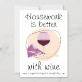 「家事はワインがあればもっと楽しい」 マグネット招待状 (正面)