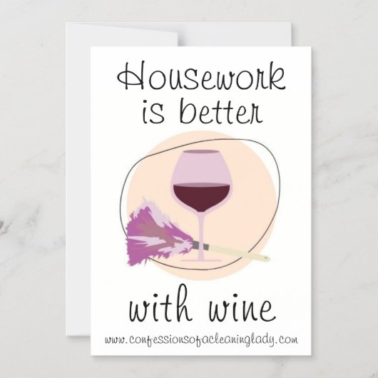 「家事はワインがあればもっと楽しい」 マグネット招待状 (正面)