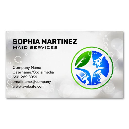 家事クリーニングアイコン | シャボン マグネット名刺 (正面)