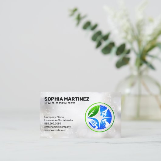 家事クリーニングアイコン | シャボン 名刺 (スタンド正面)